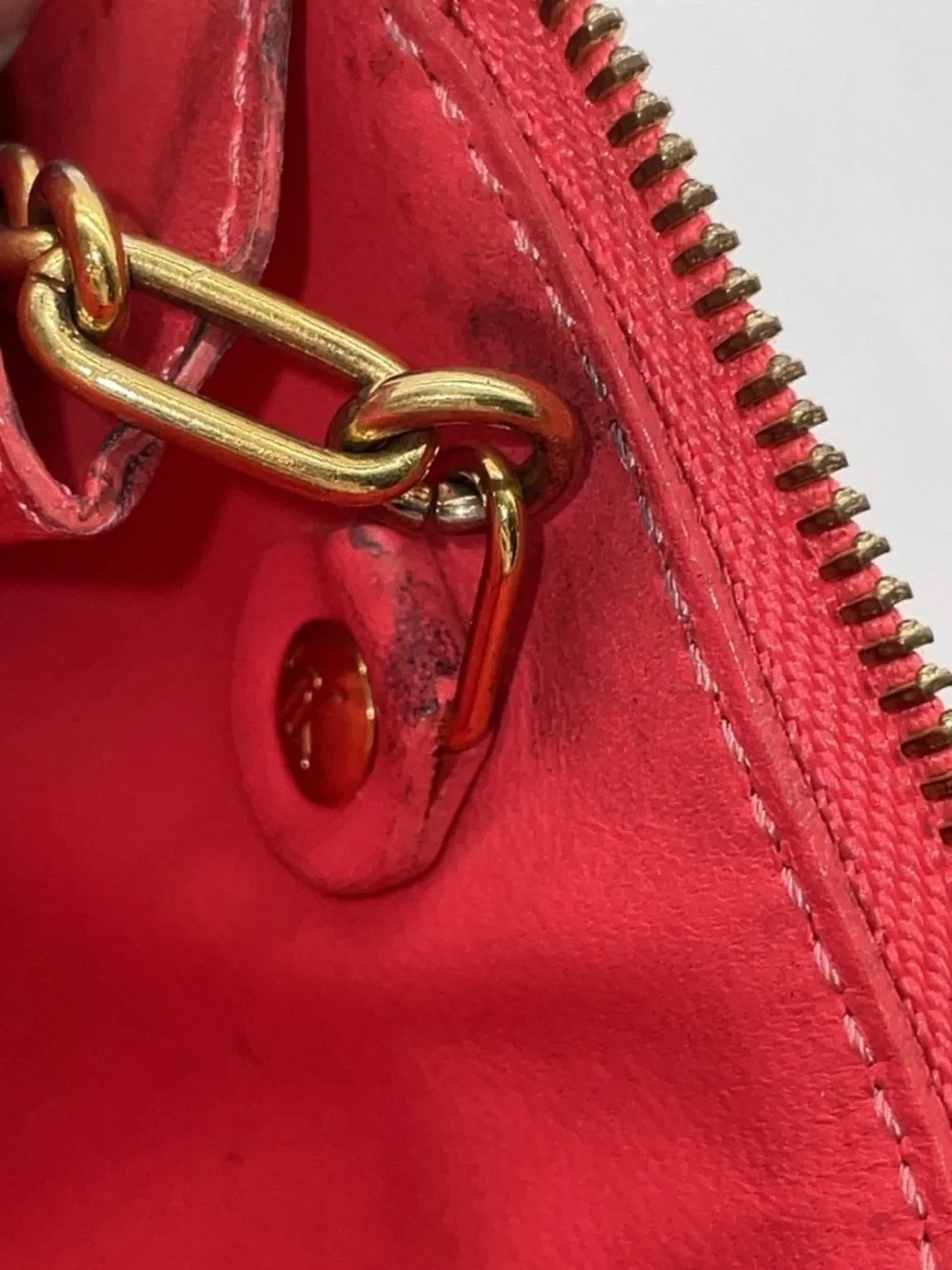 Auth Louis Vuitton Monogram Vernis Pochette Clé Orange Sunset